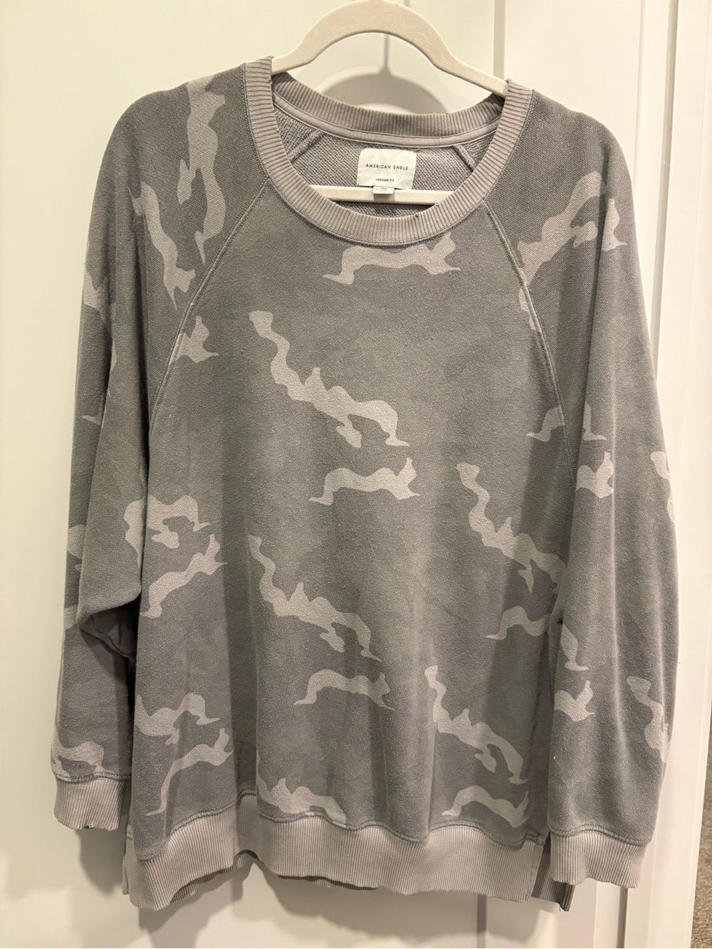 American Eagle Outfitters Grey & Light Grey Camo Crewneck Sweater